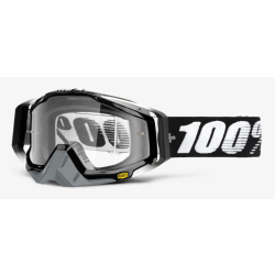 100% RACECRAFT ABYSS BLACK (Szyba Przezroczysta Anti-Fog + 10 Zrywek) 2021