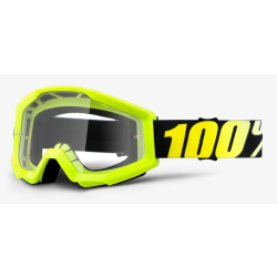 Gogle 100% STRATA NEON YELLOW (Szyba Przezroczysta Anti-Fog) (NEW)
