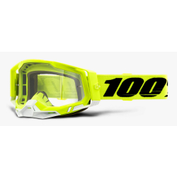 100% RACECRAFT YELLOW (Szyba Przezroczysta Anti-Fog, LT 88%-92% + 10 Zrywek)  2021