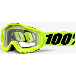 Gogle 100% ACCURI FLUO YELLOW (Szyba Przezroczysta Anti-Fog) (NEW)